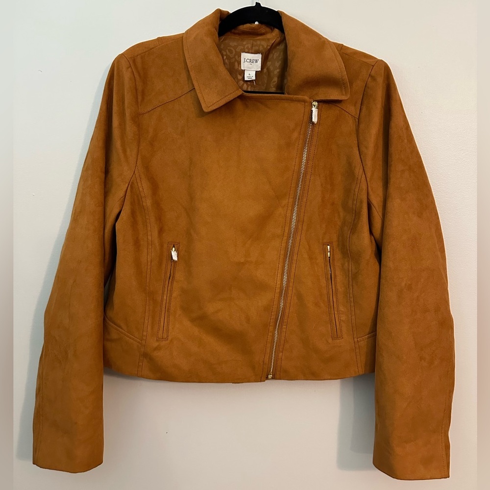 NWT J. Crew Faux-Suede Moto Jacket Large - Picture 2 of 8